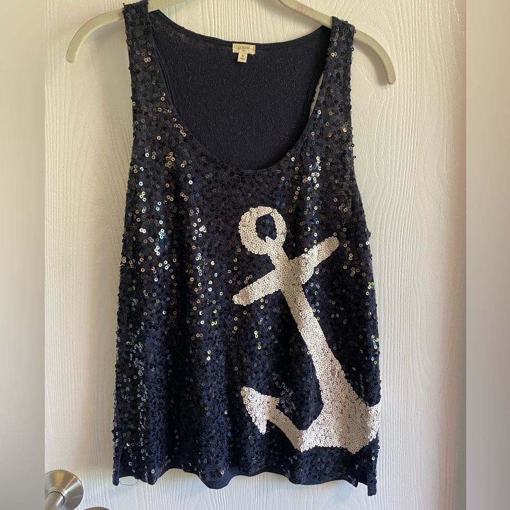 J. Crew Sequined Anchor Tank, Size Small